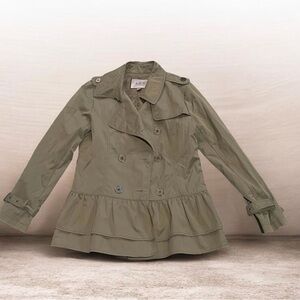 Elegant Olive Double-Breasted Women's Raincoat